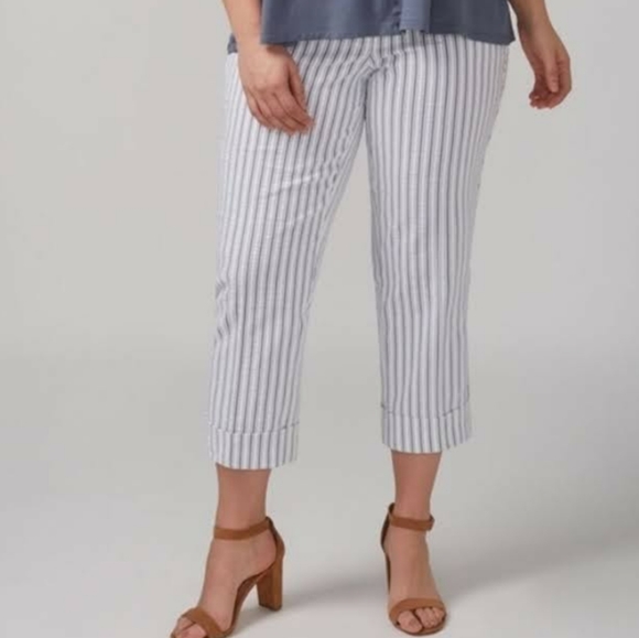 Lane Bryant Pants - LANE BRYANT PIN STRIPES CUFFED ANKLE CAPRIS